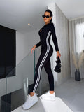 Miss | Jumpsuit Dames Slanke Pasvorm Lange Mouw Zijstreep