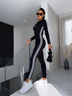Miss | Jumpsuit Dames Slanke Pasvorm Lange Mouw Zijstreep