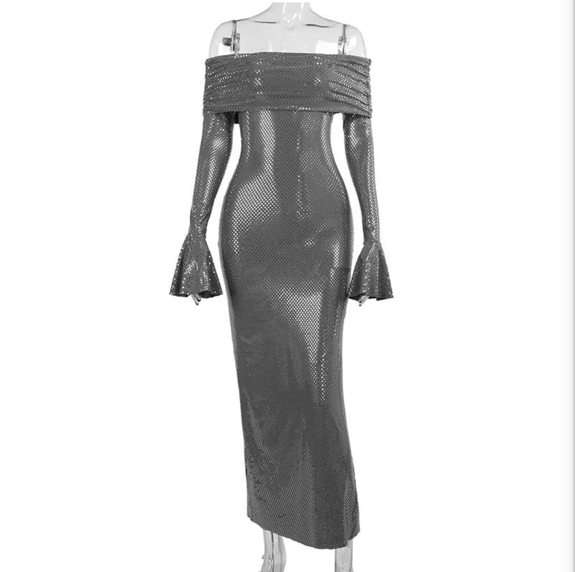 Jurk Dames Feestelijk Glanzend met Transparante Mouwen - Polyester