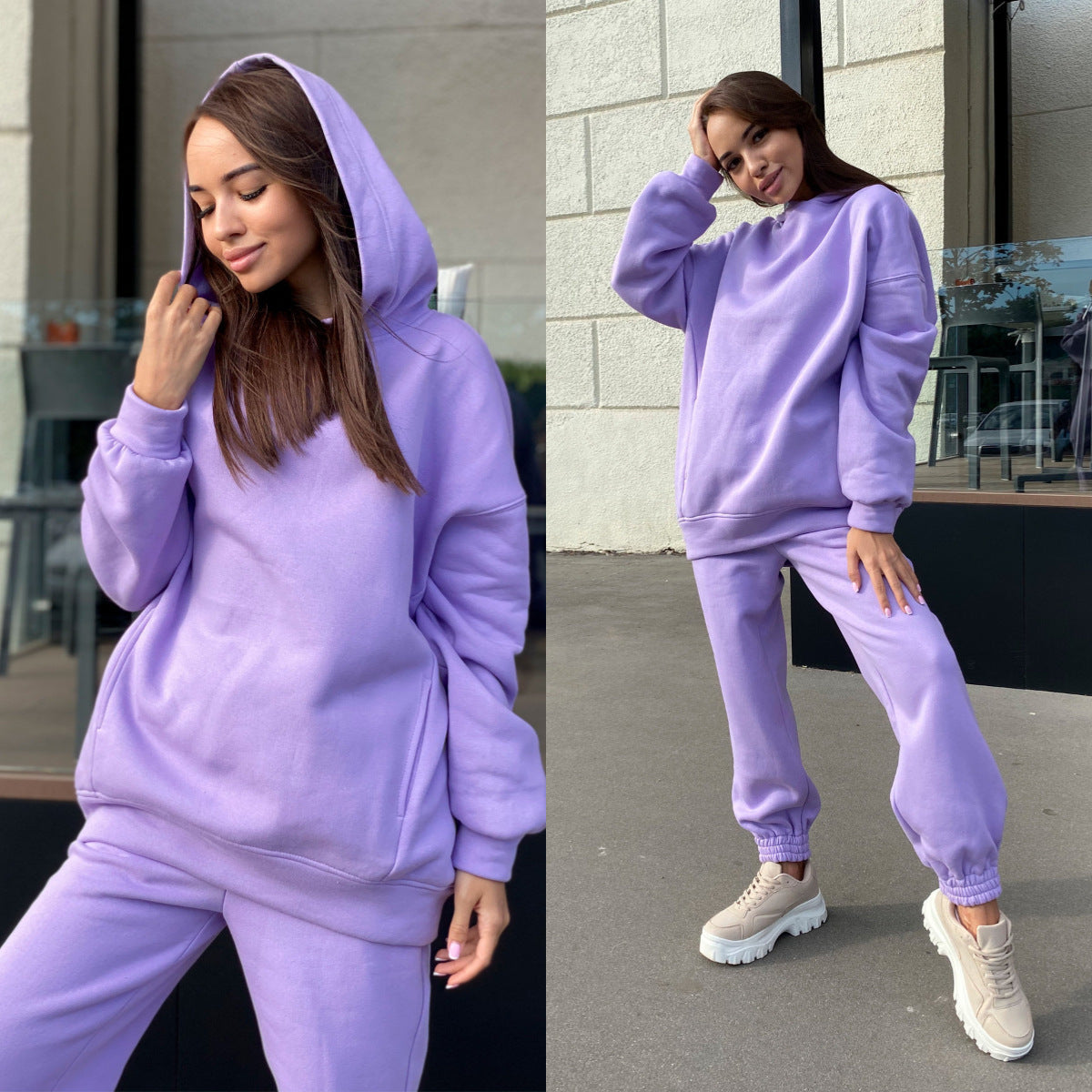Co-ord set Dames Capuchon Casual Effen Tweedelig