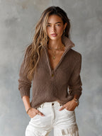 Trui Dames Half-Zip Open Gebreid Oversized