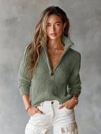 Trui Dames Half-Zip Open Gebreid Oversized