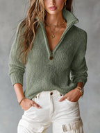 Trui Dames Half-Zip Open Gebreid Oversized