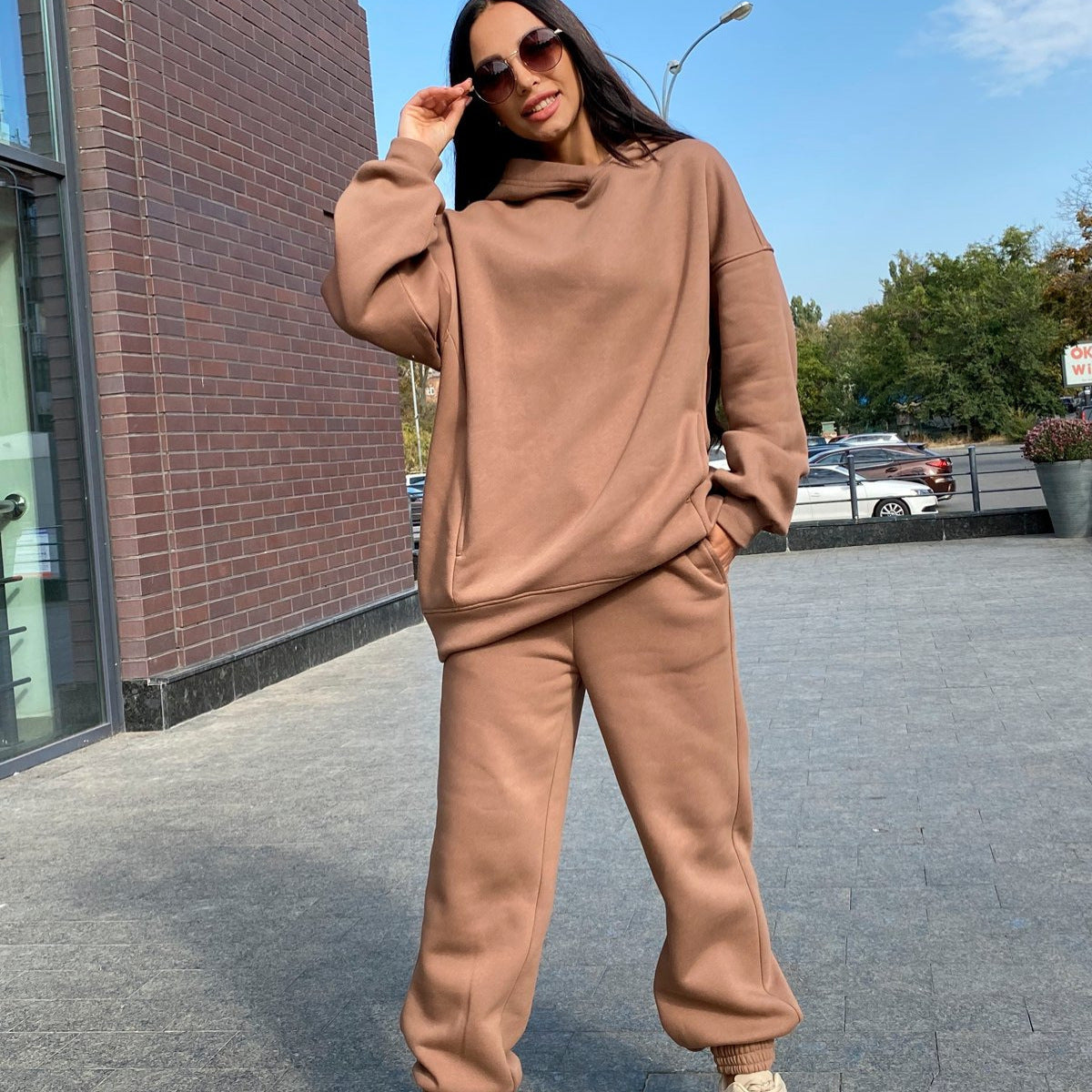 Co-ord set Dames Capuchon Casual Effen Tweedelig