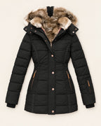 Miss Madera winterjas gewatteerd zwart - flat lay