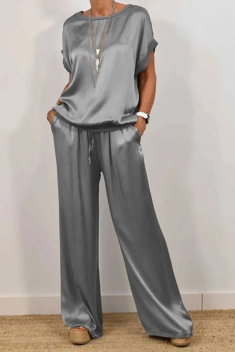 Co-ord set Dames Losse Blouse Wijde Pijpen Casual