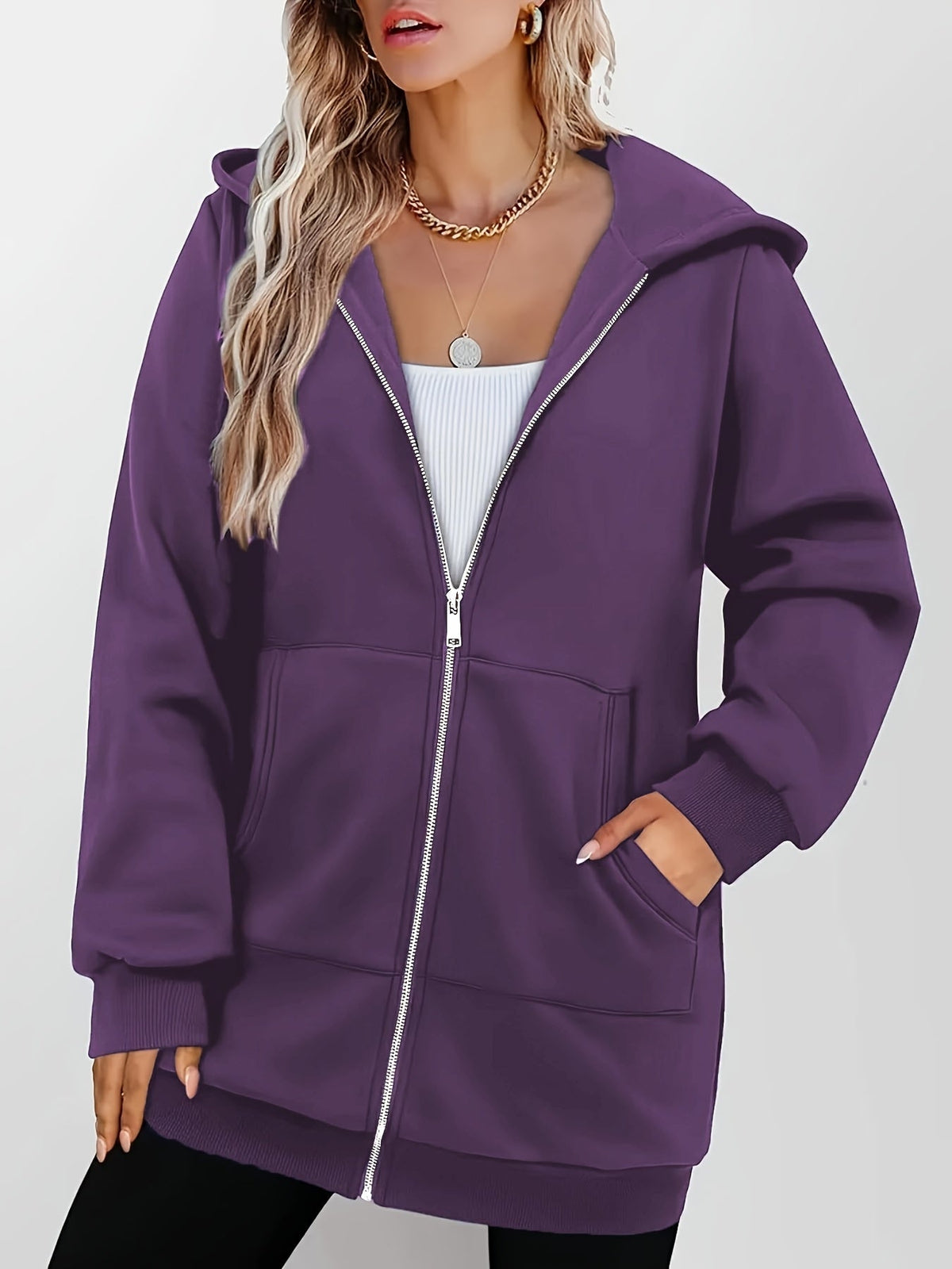 Miss | Hoodie Dames Lange Pasvorm Rits Capuchon