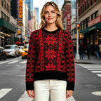 Noorse Trui Dames Sneeuwvlok – Kersttrui met Fair Isle Patroon