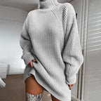 Jurk Dames Coltrui Lange Mouw Effen Winterwarm