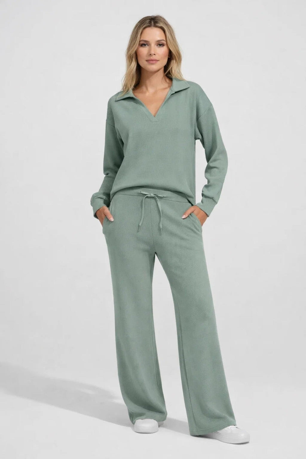 Miss | Tweedelige Set Dames Polokraag Trui + Broek – Co-ord Set