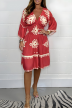 Jurk Dames Zomerse Boho-Stijl - Polyester - Rood