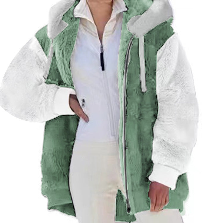 Jas Dames Oversized Fleece Capuchon Rits