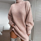 Jurk Dames Coltrui Lange Mouw Effen Winterwarm