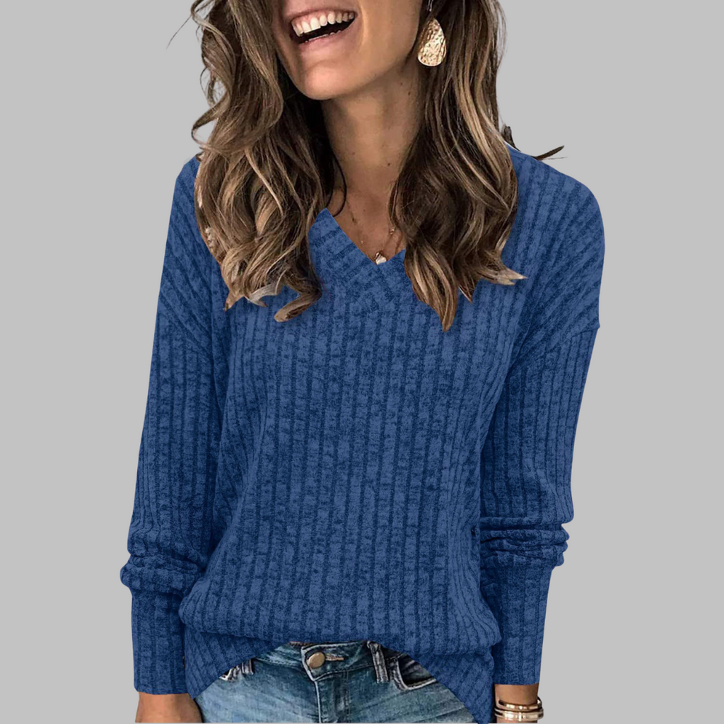 Trui Dames V-hals Relaxed Fit Lange Mouw