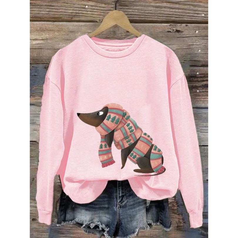 Hoodie Dames Ronde Hals Relaxed Fit Lange Mouw
