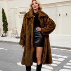 Jas Dames Lang Fluffy Faux Fur Lange Mouw