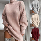 Jurk Dames Coltrui Lange Mouw Effen Winterwarm