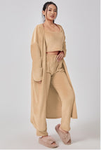 Nachtkleding Dames 3-Delig Fluffy Loungewear Wijde Pijpen