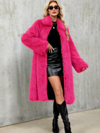 Jas Dames Lang Fluffy Faux Fur Lange Mouw