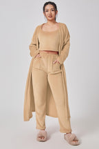 Nachtkleding Dames 3-Delig Fluffy Loungewear Wijde Pijpen