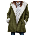 Jas Dames Fleece Capuchon Midi Vintage