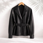 Jas Dames Moto-stijl Brede Kraag Ceintuur