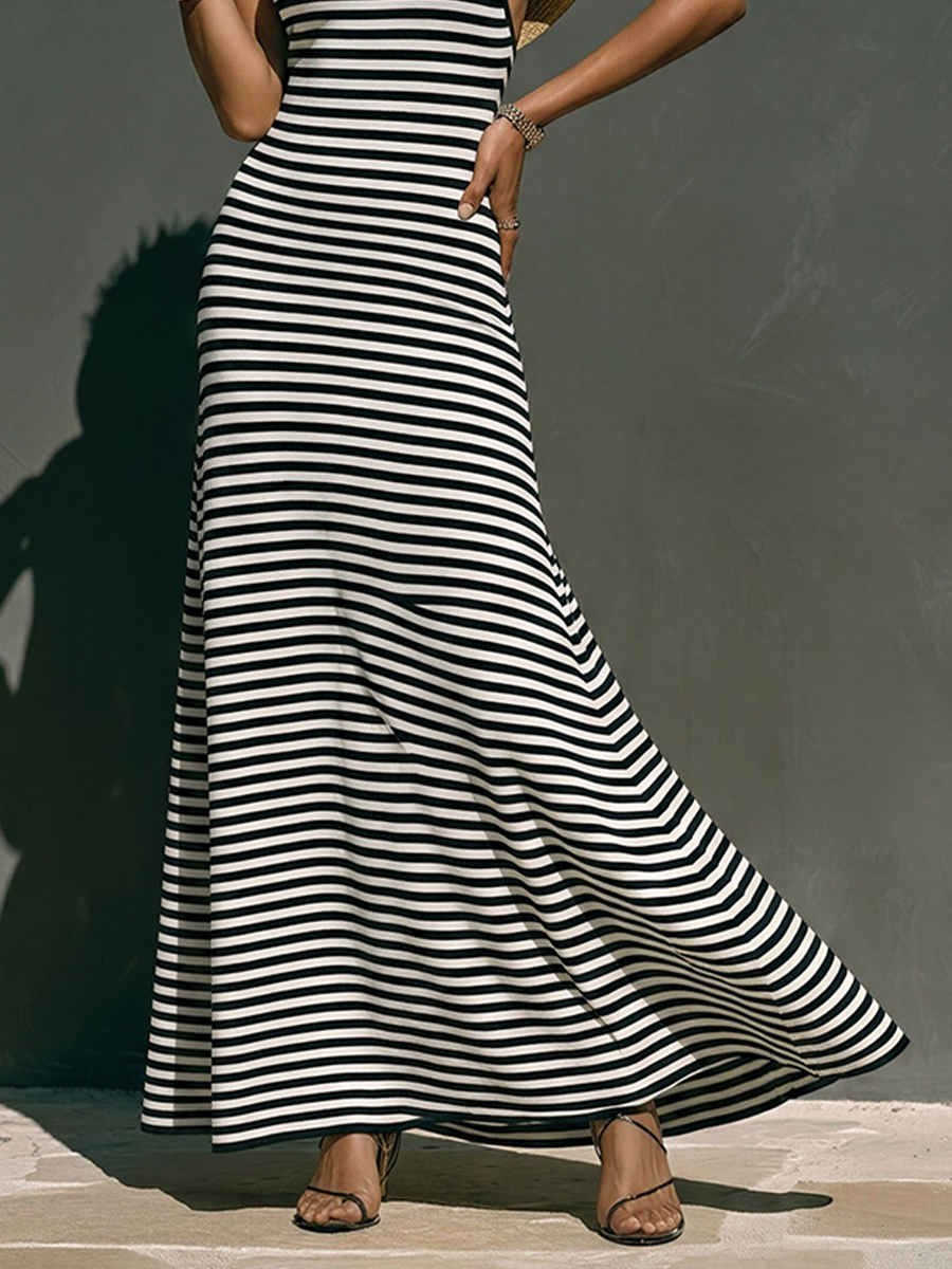 Miss | Jurk Dames Maxi Gestreept - Stretch