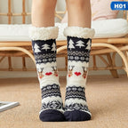 Sokken Dames Kerst Winter Geborduurd - Donkerblauw