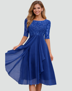Rok Dames Feestelijk Tule Midi - Kant - Donkerblauw
