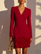 Jurk Dames V-hals Bodycon 3D Bloemen Feest