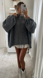 Trui Dames Oversized Funnelneck Gebreid