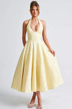 Jurk Dames Halterhals V-hals Maxi Bruiloftsgast - Chiffon