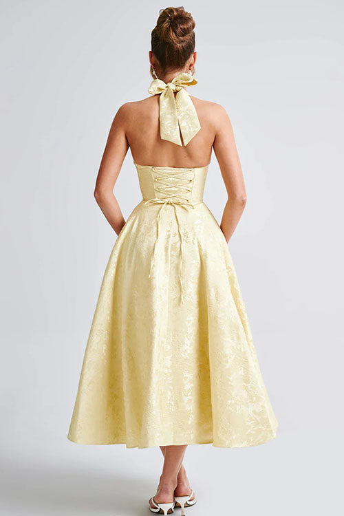 Jurk Dames Halterhals V-hals Maxi Bruiloftsgast - Chiffon
