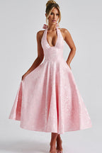 Jurk Dames Halterhals V-hals Maxi Bruiloftsgast - Chiffon