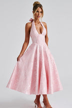 Jurk Dames Halterhals V-hals Maxi Bruiloftsgast - Chiffon