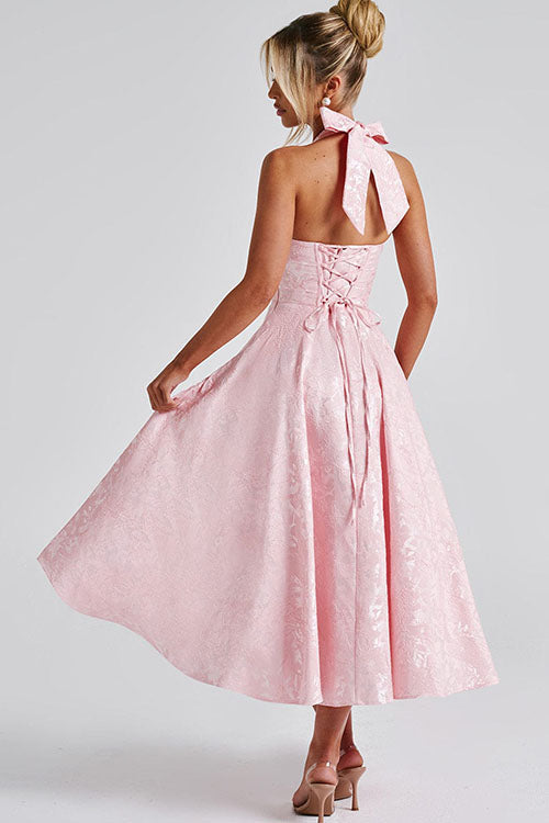 Jurk Dames Halterhals V-hals Maxi Bruiloftsgast - Chiffon