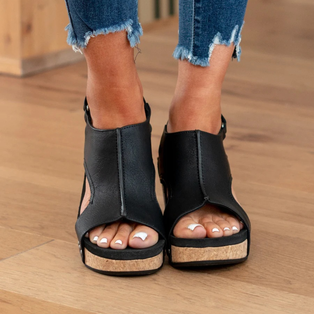Miss | Sleehak Sandalen Dames Comfort - Suède Leer