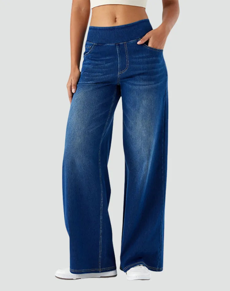 Miss | Jeans Dames Hoge Taille Elastische Tailleband - Denim