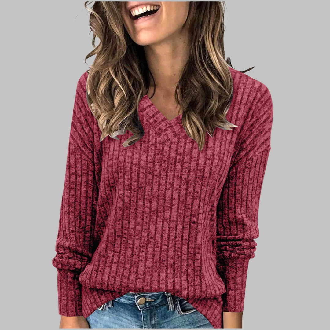 Trui Dames V-hals Relaxed Fit Lange Mouw