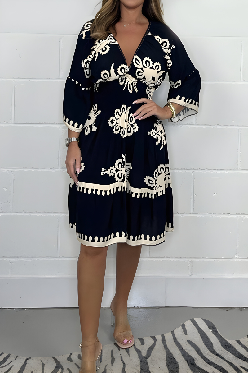 Jurk Dames Zomerse Boho-Stijl - Polyester - Zwart (Bijna uitverkocht)