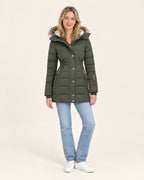 Miss Madera winterjas gewatteerd groen - voorkant