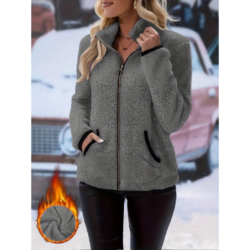 Jas Dames Dubbelzijdig Fleece Rits Capuchon