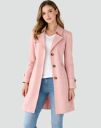 Jas Dames Slim Fit Klassieke Revers Trenchcoat - Polyester - Roze