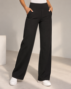 Broek Dames Wijde Pijpen Hoge Taille Elastische Band
