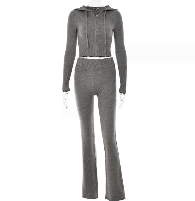 Co-ord set Dames Hoodie Rits Lange Broek Sportief