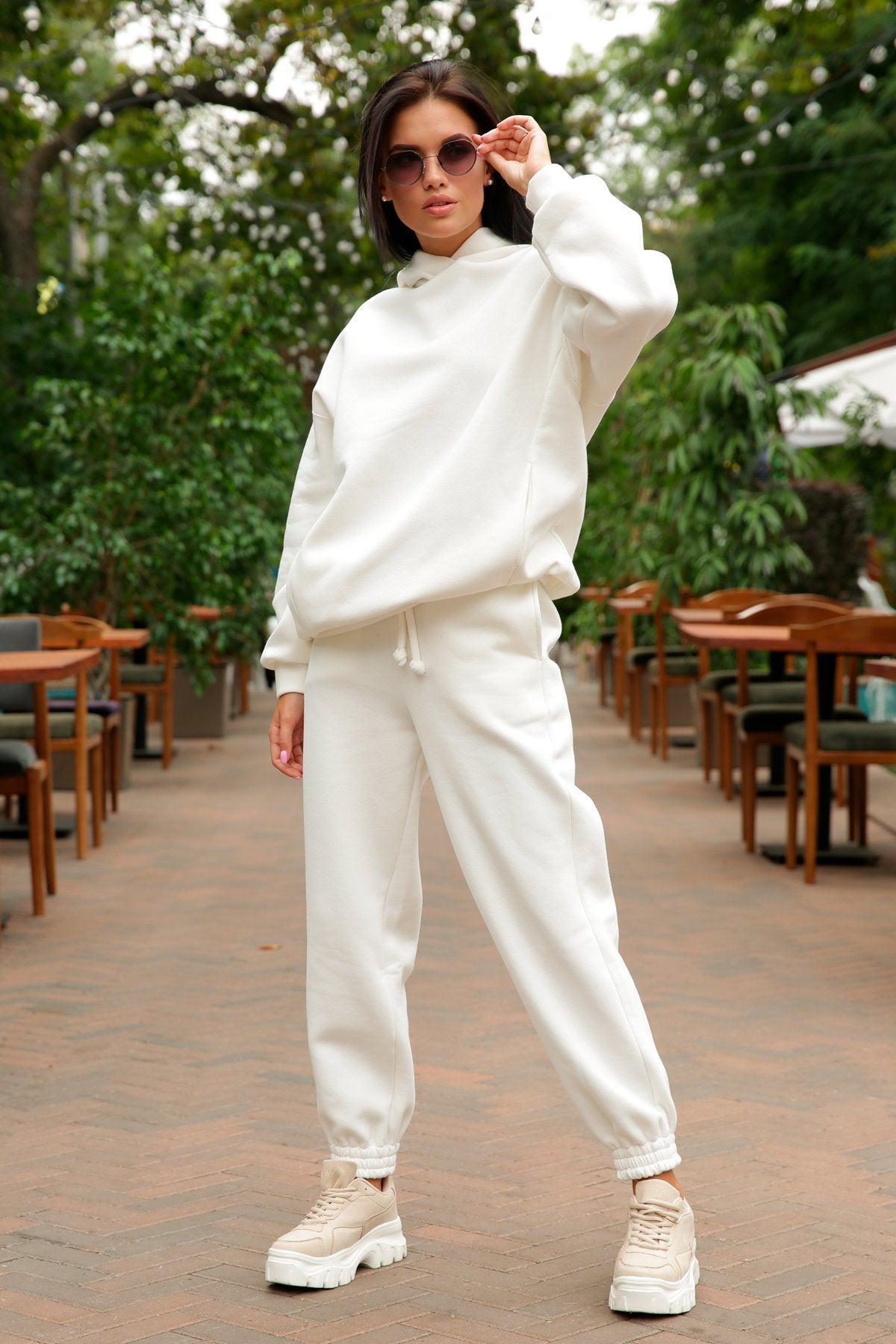 Co-ord set Dames Capuchon Casual Effen Tweedelig