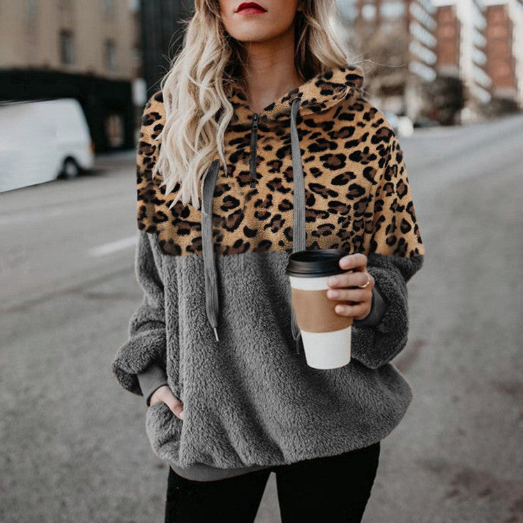 Hoodie Dames Loose Fit Pluche Colour-Block