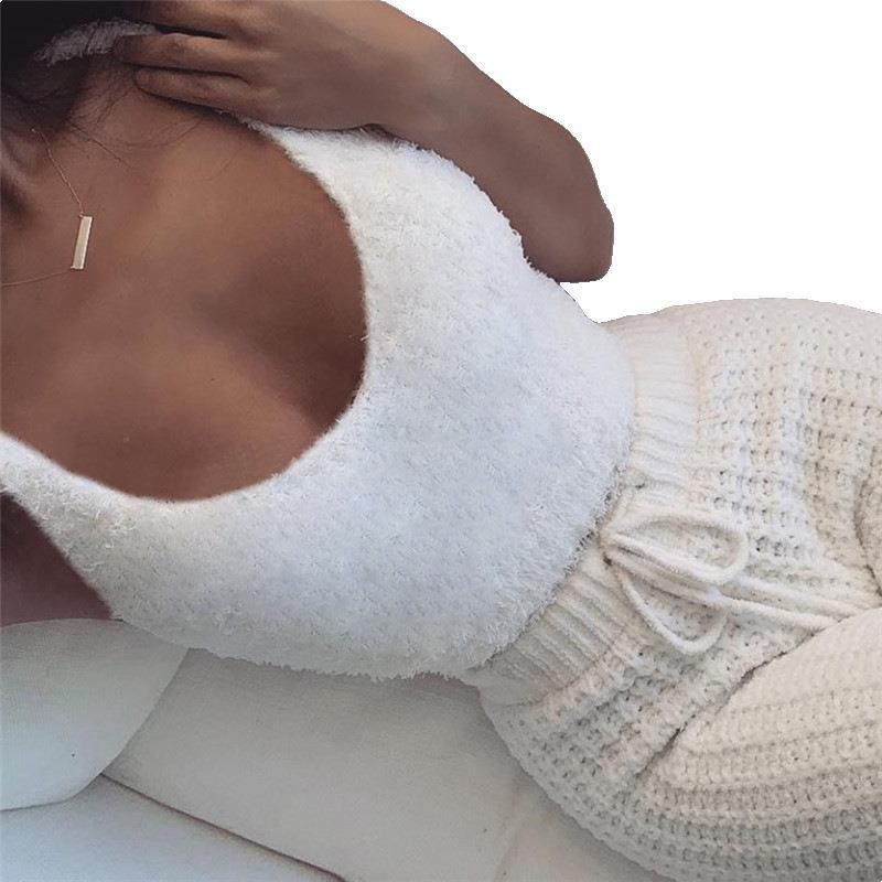 Nachtkleding Dames 3-Delig Fluweel Korte Broek & Crop Top