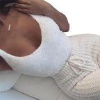 Nachtkleding Dames 3-Delig Fluweel Korte Broek & Crop Top
