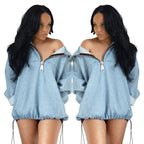 Hoodie Dames Oversized Vleermouwen Rits Capuchon